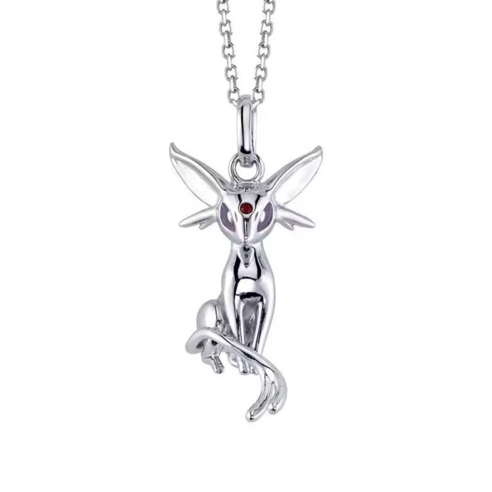 925 Sterling Silver Pokemon Espeon Pendant Unisex Necklace Pocket Monsters Anime - Picture 4 of 6